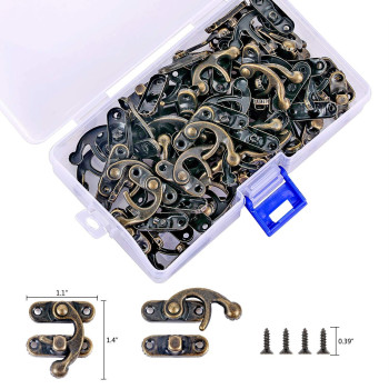 Pgmj 80 Pieces Jewelry Box Hardware Bronze Tone Antique Right Latch Hook Hasp Horn Lock Wood Jewelry Box Latch Hook Clasp And 32