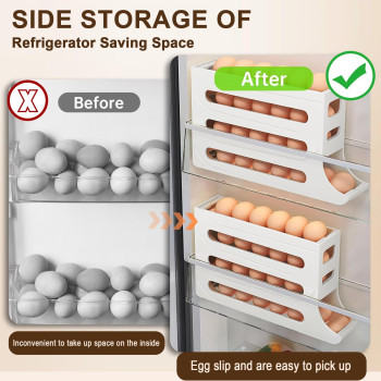 Ziyize Egg Holder For Fridge Auto Rolling Fridge Egg Organizer Egg Holder Egg Dispenser Holder Egg Basket For Gathering Fres