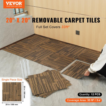 Vevor Carpet Tiles Reusable 20X 20Carpet Squares With Padding Attached Soft Padded Carpet Tiles Easy Install Diy For Bedr