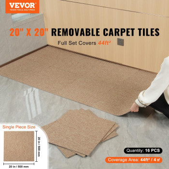 Vevor Carpet Tiles Reusable 20X 20 Carpet Squares With Padding Attached Soft Padded Carpet Tiles Easy Install Diy For Bed