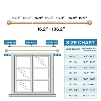 Hversailtex Curtain Rods For Windows 162 To 1062 Inches 34 Inch Diameter Adjustable Decorative Telescoping Curtain Rod With