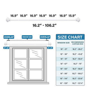 Hversailtex Curtain Rods For Windows 162 To 1062 Inches 34 Inch Diameter Adjustable Decorative Telescoping Curtain Rod With