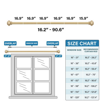 Hversailtex Curtain Rods For Windows 162 To 906 Inches 34 Inch Diameter Adjustable Decorative Telescoping Curtain Rod With B