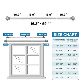 Hversailtex Curtain Rods For Windows 162 To 594 Inches 34 Inch Diameter Adjustable Decorative Telescoping Curtain Rod With B