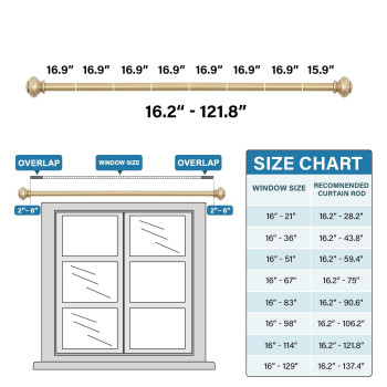 Hversailtex Curtain Rods For Windows 162 To 1218 Inches 34 Inch Diameter Adjustable Decorative Telescoping Curtain Rod With