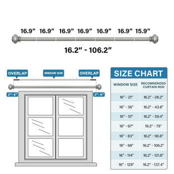 Hversailtex Curtain Rods For Windows 162 To 1062 Inches 34 Inch Diameter Adjustable Decorative Telescoping Curtain Rod With