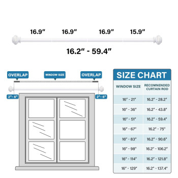 Hversailtex Curtain Rods For Windows 162 To 594 Inches 34 Inch Diameter Adjustable Decorative Telescoping Curtain Rod With B