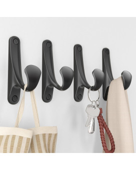 Uiosanrt Heavy Duty Wall Hooks For Hanging 4 Pack Black Coat Hooks Wall Mount Holds Up To 50 Lbs Ceiling Hooks For Hat Coat