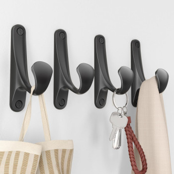 Uiosanrt Heavy Duty Wall Hooks For Hanging 4 Pack Black Coat Hooks Wall Mount Holds Up To 50 Lbs Ceiling Hooks For Hat Coat