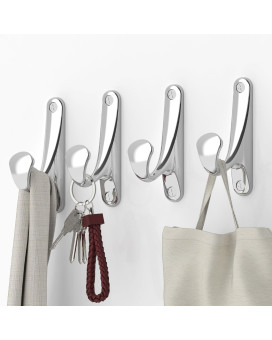 Uiosanrt Heavy Duty Wall Hooks For Hanging 4 Pack Silver Coat Hooks Wall Mount Holds Up To 50 Lbs Ceiling Hooks For Hat Coat