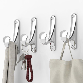 Uiosanrt Heavy Duty Wall Hooks For Hanging 4 Pack Silver Coat Hooks Wall Mount Holds Up To 50 Lbs Ceiling Hooks For Hat Coat