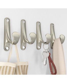 Uiosanrt Heavy Duty Wall Hooks For Hanging 4 Pack Brushed Nickel Coat Hooks Wall Mount Holds Up To 50 Lbs Ceiling Hooks For Ha