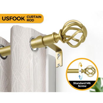 Gold Curtain Rods 32 To 58 Inches 26 To 48 Ft Usfook Decorative Curtain Rods For Windows 78 Inch Telescoping Splicing Dra