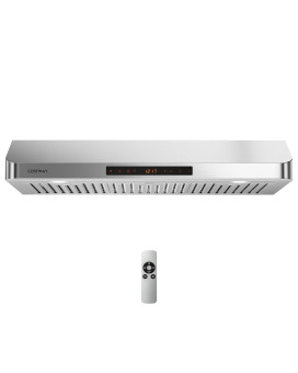 Costway 36 Inch Under Cabinet Range Hood 900 Cfm Kitchen Vent W 4 Speed Adjustable Led Lights Time Setting Gesturetouchr