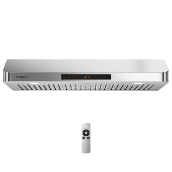 Costway 36 Inch Under Cabinet Range Hood 900 Cfm Kitchen Vent W 4 Speed Adjustable Led Lights Time Setting Gesturetouchr