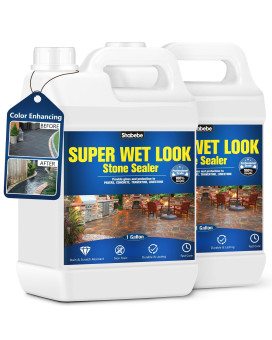 Stone Sealer2 Gallon Wet Look Natural Stone Sealer With 2X Gloss Protection Longlasting Color Enhancer Concrete Paver Seal