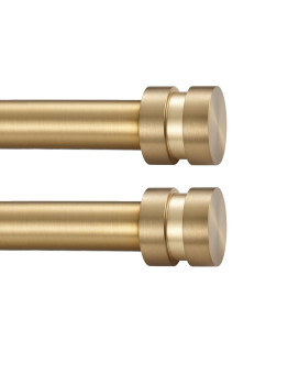 2 Pack Single Curtain Rods 1Inch Diameter Telescoping Drapery Window Curtain Rod 2848Inch234Ft Rod Length Warm Gold