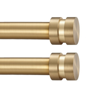 2 Pack Single Curtain Rods 1Inch Diameter Telescoping Drapery Window Curtain Rod 4884Inch47Ft Rod Length Warm Gold