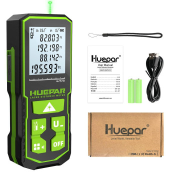 196Ft Laser Measuring Tool With Angle Sensor Huepar 116In Accuracy Brighter Green Laser Distance Measurement Tool Rechargeabl