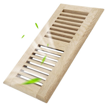 Howeall 2Pc 4X10 Inch White Oak Wood Floor Register Vents Cover Drop In Register With Damper Wooden Vents Covers For Home Floo