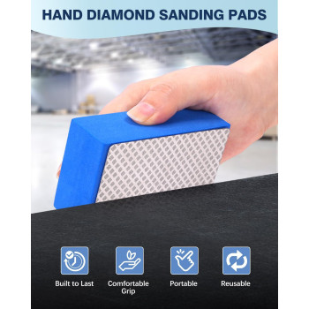 4 Pack Diamond Hand Polishing Pads Diamond Sanding Pads Assortment Diamond Sandpaper With Highdensity Sponge Diamond Polishi