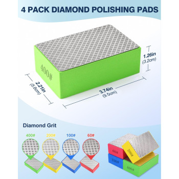 4 Pack Diamond Hand Polishing Pads Diamond Sanding Pads Assortment Diamond Sandpaper With Highdensity Sponge Diamond Polishi