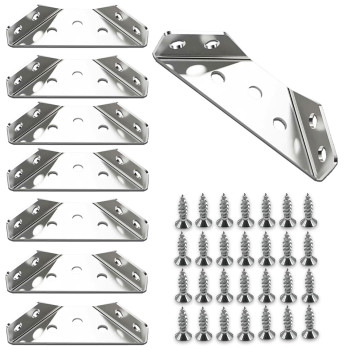 Bellrhein Universal Stainless Steel Furniture Corner Connector Shelf Brackets 10Pcs For Furniture Corner Connectors Wooden Fu