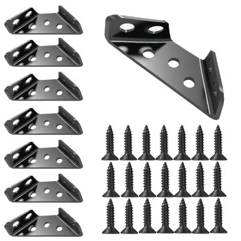 Bellrhein Universal Stainless Steel Furniture Corner Connector Shelf Brackets 10Pcs For Furniture Corner Connectors Wooden Fu