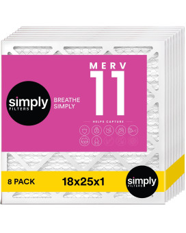 Simply Filters 18X25X1 Merv 11 Mpr 1000 Air Filter 8 Pack Actual Size 1775X2475X075 Hvac Ac Furnace Air Pleate