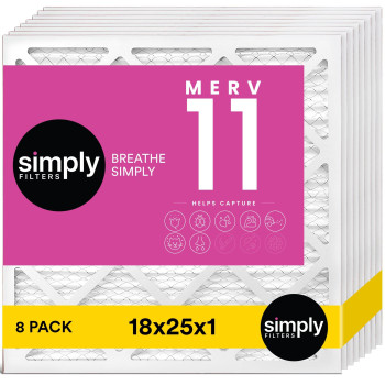 Simply Filters 18X25X1 Merv 11 Mpr 1000 Air Filter 8 Pack Actual Size 1775X2475X075 Hvac Ac Furnace Air Pleate