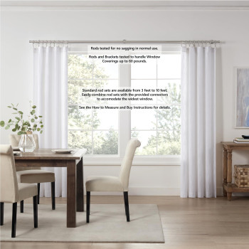 Cambria Designer Series Premium 10 Foot Custom Curtain Rod 118 Inch Large Diameter Nonadjustable For A Seamless Look