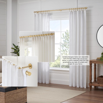 Cambria Designer Series Premium 35 Foot Custom Curtain Rod 118 Inch Large Diameter Nonadjustable For A Seamless Look