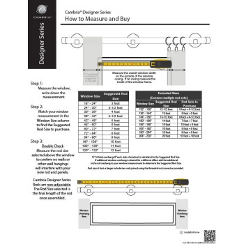 Cambria Designer Series Premium 6 Foot Custom Curtain Rod 118 Inch Large Diameter Nonadjustable For A Seamless Look P