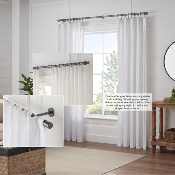 Cambria Designer Series Premium 10 Foot Custom Curtain Rod 118 Inch Large Diameter Nonadjustable For A Seamless Look