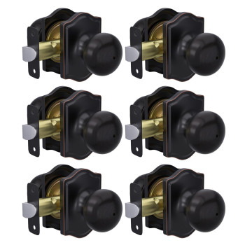 Goldenwarm 6 Pack Bronze Interior Door Knobs Privacy Indoor Door Knobs Interior For Bedroom Bathroom Classic Oil Rubbed Bron