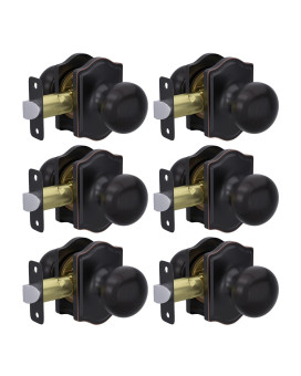 Goldenwarm 6 Pack Bronze Closet Door Knobs Passage Door Knobs Set Closet Hallway Classic Oil Rubbed Bronze Door Knob