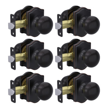 Goldenwarm 6 Pack Bronze Closet Door Knobs Passage Door Knobs Set Closet Hallway Classic Oil Rubbed Bronze Door Knob