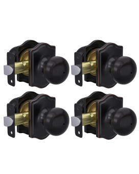 Goldenwarm 4 Pack Bronze Interior Door Knobs Privacy Indoor Door Knobs Interior For Bedroom Bathroom Classic Oil Rubbed Bron