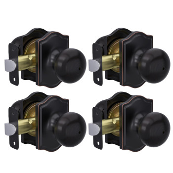 Goldenwarm 4 Pack Bronze Interior Door Knobs Privacy Indoor Door Knobs Interior For Bedroom Bathroom Classic Oil Rubbed Bron