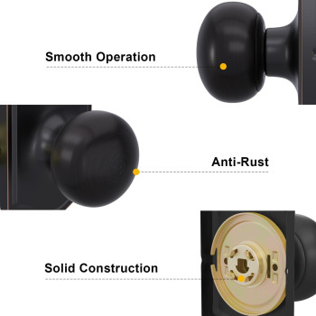 Goldenwarm 1 Pack Bronze Closet Door Knobs Passage Door Knobs Set Closet Hallway Classic Oil Rubbed Bronze Door Knob