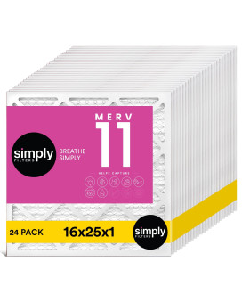 Simply Filters 16X25X1 Merv 11 Mpr 1000 Air Filter 24 Pack Actual Size 1575X2475X075 Hvac Ac Furnace Air Pleat