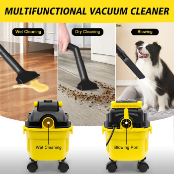 Pretec Wet Dry Shop Vac 25 Gallon Wet Dry Vacuum Cleaner 3 Peak Hp Small Shop Vac 3 In 1 Portable Shop Vacuum With Nozzle F