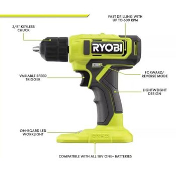 Ryobi One 18V Cordless 38 In Drilldriver Kit With 15 Ah Battery And Charger Pcl201K1