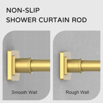 Uiosanrt Gold Shower Curtain Rod 3155 Inches Nonslip Shower Rod Tension Mounted No Drill Shower Curtain Rods Spring Tension Ro