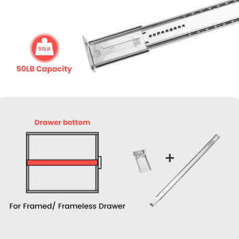 Homdiy 5 Pcs Bottom Mount Centered Drawer Slides For Cabinet Dresser Drawers 20 Inch Heavy Duty Center Mount Drawer Slides Ful