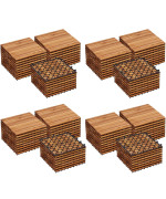 Yaheetech 108Pcs Acacia Wood Interlocking Flooring Tiles Waterproof Flooring For Outdoor Indoor Patio Balcony Garden Poolside