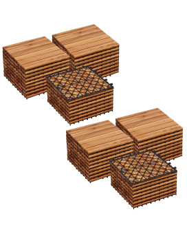 Yaheetech 54Pcs Acacia Wood Interlocking Flooring Tiles Waterproof Flooring For Outdoor Indoor Patio Balcony Garden Poolside 1