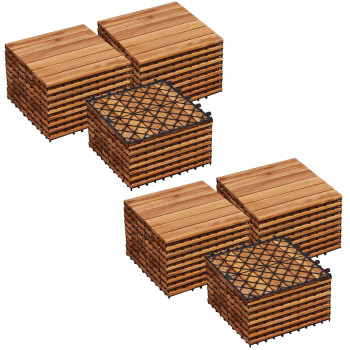 Yaheetech 54Pcs Acacia Wood Interlocking Flooring Tiles Waterproof Flooring For Outdoor Indoor Patio Balcony Garden Poolside 1