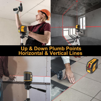 Prexiso Laser Level With Tripod Plumb Bob Laser Red Dot Ip54 Wide Angle Laser Level Self Leveling 50Ft Cross Laser Line To