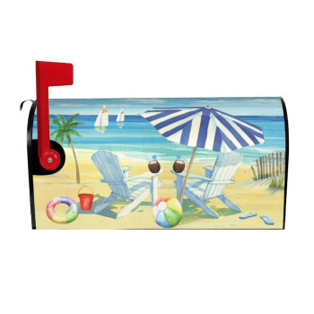 Mailbox Covers Beach Life Nautical Large Size Magnetic Mailbox Covers 255X21 Inch Mailbox Wrap Post Letter Box Cover Mailbox